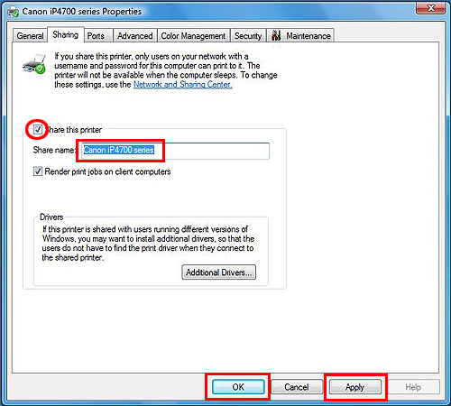 How to share the printer in Windows 7