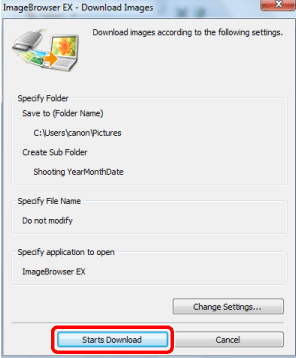 ImageBrowser EX 1.1.0 (Or Later) - Importing Images Using A Memory.