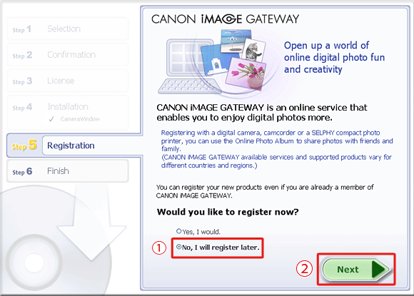 canon image gateway register