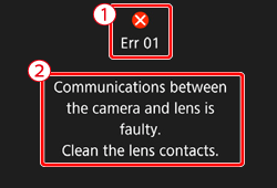 communication between the camera and lens is faulty